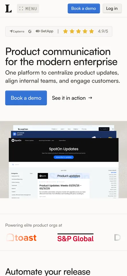 LaunchNotes mobile view